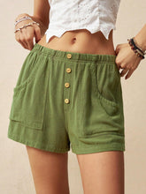 BohoFeels Casual Women's Solid Color Single Breasted Shorts For Spring/Summer